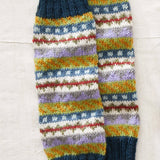 BHAWANA Fair Isle Legwarmers Handknit Waste Wool: Multi Ocean Blue