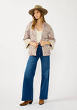 Reversible Floral Quilted Jacket: MAUVE/NATURAL / S