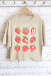 STRAWBERRIES GRAPHIC LONG CROP TOP : White
