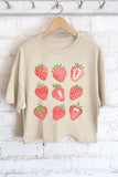 STRAWBERRIES GRAPHIC LONG CROP TOP : STONE