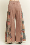 Mineral Washed Boho Patch Tiered wide pants HP6619: Charcoal / S-M-L / 2-2-2