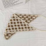 Cherry Strawberry Floral checkered Crochet Bandana -56colors: Flower08