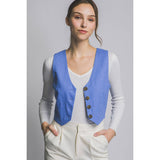 Linen Buttoned Vest Top: GREYSTONE / M