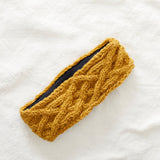PESHA Cable Knit Wool Lined Earwarmer Headband: Mustard Yellow
