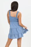 C4E26-SWDT WIDE STRAP TIE BUST DRESS WITH LACE DETAIL : S