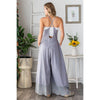 WASHED KEYHOLE BACK DETAILED WIDE LEG ROMPER: DOLPHIN / S-M-L-XL(2-2-2-2)