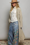 Crafted Solid Long Sleeve Long Cotton Coat Jacket: TAUPE / ML