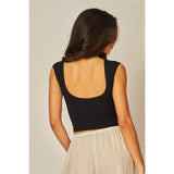 Solid Seamless Deep Scoop Back Tank Top: SEAGRASS GREEN / SM
