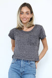 X2DF3-HTHR BURNOUT KNIT T SHIRT WITH ONE POCKET: TERRA COTTA / S