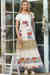 Vintage washed front pocket floral contrast dress: DENIM / L