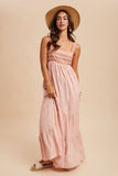 BORDER PRINT MAXI DRESS: DUSTED PEONY / S