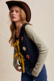 Bow-Tie Floral Knit Vest LSW1008: Navy / M