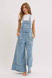 DENIM OVERALL WIDE-LEG JUMPSUIT : DENIM BLUE / Contemporary / M