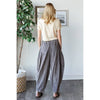 WASHED PLEAT DETAIL COTTON LINEN PANTS: BRICK / S-M-L-XL(2-2-2-2)
