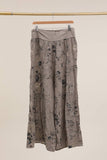 Floral print trousers in 100% Linen REF. 30526: Duck Green