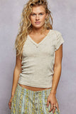 Vintage Wash V Neck Cotton Slim Fit Tee Top: CHARCOAL / M