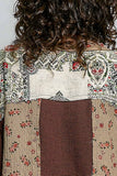 Long sleeve double gauze printed woven contrast top: CREAM / L