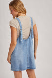 DENIM WASHED OVERALL POCKET DRESS: LT.WASH / S