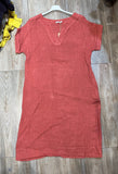 Short dress in 100% linen REF.3141: Rust / Unique