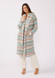 Knit Space Dye Long Sleeve Open Front Cardigan: Navy/Taupe / One Size