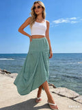 Skirt in 100% linen REF. 7199: Bleu Ciel / Unique