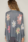 V-neck colorful flower print light weight sweater SALE: OLIVE / S