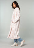 Speckled Shawl Collar Long Sleeve Knit Cardigan: Natural/Berry / M/L