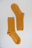 Boho Chic Zig Zag Pattern Socks – Cozy & Stylish for Fall: Mustard