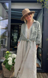 3382C PREMIUM LINEN LONG DRESS: WHITE