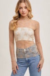 FLORAL EMBROIDERY LACE MESH LAYERING TOP: HAZELNUT / S