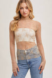 FLORAL EMBROIDERY LACE MESH LAYERING TOP: HAZELNUT / S