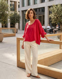 18415 TOP IN LINEN SPRING SUMMER CLOTHING: OLIVE