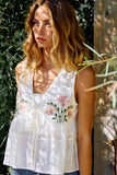 EMBROIDERED LINEN VEST: White / L