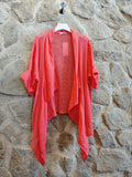 REF 5283 SHORT CARDIGAN 100% LINEN: Brown