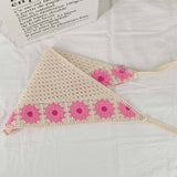 Cherry Strawberry Floral checkered Crochet Bandana -56colors: Flower16