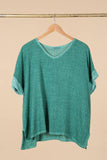 Linen cotton blend t-shirt 10% LINEN 90% COTTON 6763: Vert canard