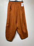 8414 LINEN PANTS WITH POCKETS, OVERSIZED FIT, BEST SELLER: ROUILLE