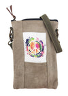 Peace Love Multicolor Recycled Tent Small Crossbody