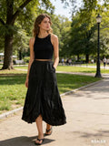 Skirt in 100% linen REF. 7199: Wasabi / Unique