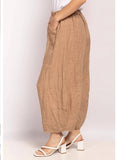 75096 solid linen balloon pants with elasticated waist: CELADON