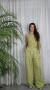 REF 30523 TROUSERS WITH ONE BUTTON 100% LINEN: HEAVENLY