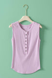 Raw Edge Ribbed Henley Tank: MINT / S-M-L:2-2-2