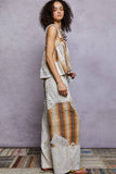 Solid lace patch detail woven pants: HONEY GOLD / M