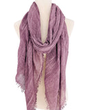 JC021037 Soft Crinkle Gauze Scarf – Boho Lightweight Shawl, Vintage Washed Wrap with Raw Fringe Edges: Beige