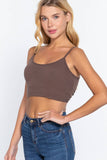 ,.SI-22427 FITTED REMOVABLE BRA CUP TWISTED BACK CAMI: BRN-sepia-133946 / M
