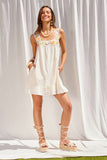 IM9160 -Crochet Trim Ruffle Mini Dress: IVORY / S-M-L (3-2-1)