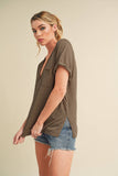 8286DK Zoie V-Neck Short Sleeve Top 5: Navy / Contemporary / M