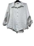 60832 OVERSIZED-CUT LINEN SHIRT: MARINE