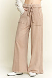 Mineral Wash Side Knit detail wide leg pants HE5878P: Latte / S-M-L / 2-2-2