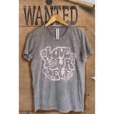 LOVE YOURSELF MINERAL WASH VINTAGE  GRAPHIC  TEE: YAM / XL